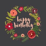 Floral Circle - Happy Birthday Card